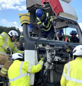 IRRTC Heavy vehicle rescue course lorry cab space creation - Huntley Training Centre, Huntley House Farm